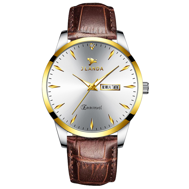 JRANDE Quartz watch J6703G for men Leather Strap 100 feet water resistant